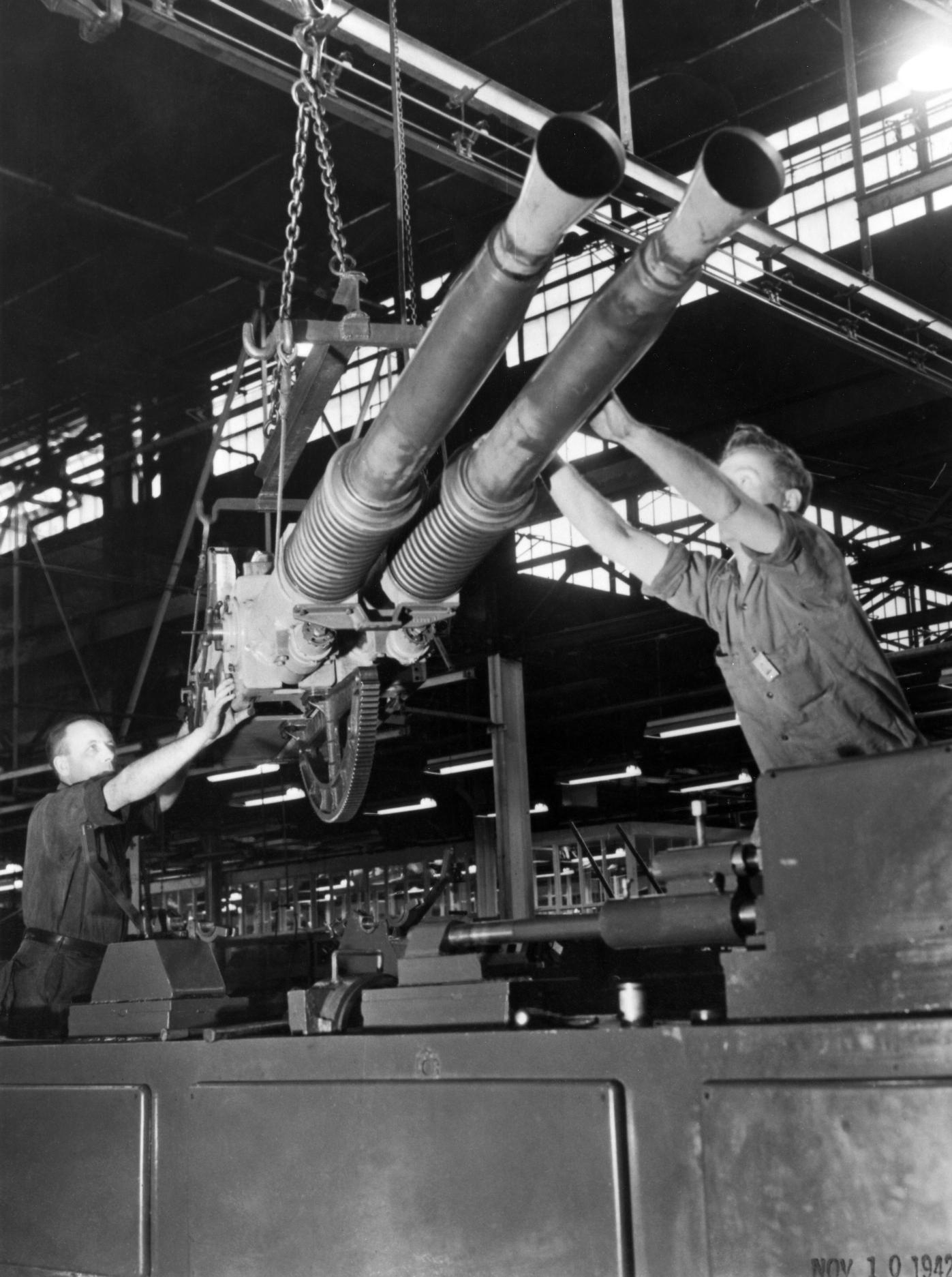 On February 4, 1942, a little more than a year after the original contract award, the first mass-produced Bofors antiaircraft guns came off Chrysler’s assembly lines.